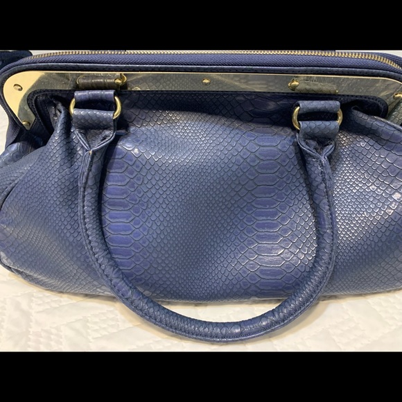 IMAN BLUE LEATHER HANDBAG - Picture 2 of 6